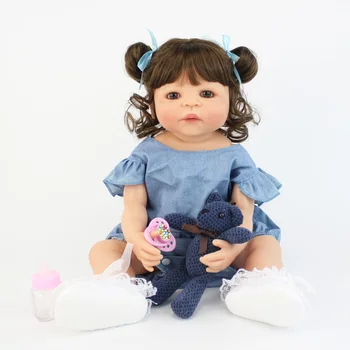 55 cm Polni Silikona Prerojeni Baby Doll Igrača Za Dekle Boneca Vinil Novorojenčka Princesa Malčka Bebe Živ Darilo za Rojstni dan Prisoten
