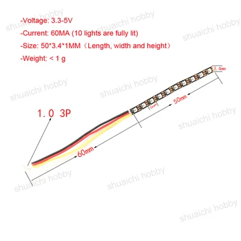 3,5 mm de ancho WS2812 Placa de tira prilagodljiv Čip 5V con 10 2020 LED RGB IC incorporado 50mm de longitud par carreras Vzklikniti FPV
