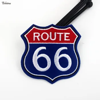 Modra Route 66 Nalepke Značko Krpo Obliži Vezenje železa na Appliques Krpo Suknjič Vrečke Dekoracijo DIY Šivalne Potrebščine