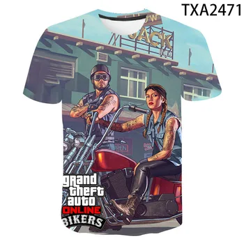 2021 Novo 3D Tiskanja Grand Theft Auto Igro Gta 4/5 Natisne Majica s kratkimi rokavi Moški Ženske Otroci T-Shirt Kratek Rokav Fant Dekle Otroci Vrhovi Tees