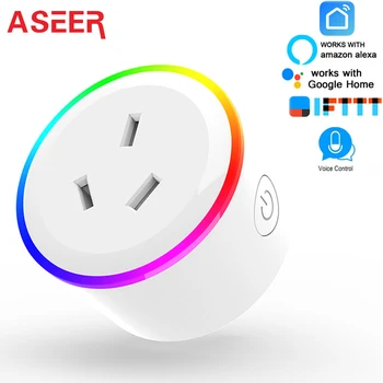ASEER WIFI Smart Vtičnico AU Plug AC100-240V WIFI Socket 10A RGB LED scenski načini+funkcija Timer Delo z Alexa/Google domov/IFTTT