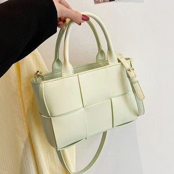 Luksuzne blagovne znamke Tkane Tote vrečko 2021 Moda Novih kakovostnih PU Leathe Žensk Oblikovalec Torbici barva Ramenski Messenger Bag