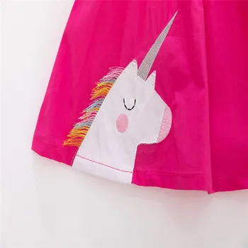Skoki Metrov Poletje Dekliška Krila Z Rainbow Unicorn Aplicirano Modni za Otroke Fuchsia Obleko Mini Krila Za Otroke Obrabe