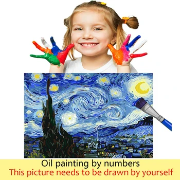 Barvanje z številkami umetnosti barvo s številko Van Goghovih Sončnic, Continental Izpolnite Barve Barvne Platno Poudari Barve Madeže Območju H