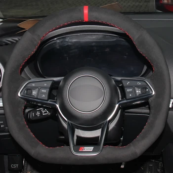 Črni Usnjeni Rdečo Oznako Avto Volan Kritje za Audi TT 2017