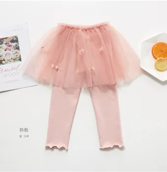 2021 Bombaž Baby Dekleta Dokolenke Čipke Princesa Krilo-hlače Spomladi Jeseni Otrok Slim Krilo Hlače za 2-9 Let Otroci Oblačila