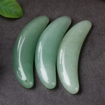 61*16mm Naravnih Gem Kamen Jad e Zelene Polmeseca Oblikovan Obesek Kroglicami 3D Carven čarobne gumbe Za Zapestnice Ogrlica DIY Nakit, Izdelava