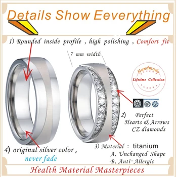 Luksuzni Srebrno bele Barve zlato barvo poročni prstani za nekaj LJUBEZEN kubičnih cirkonij nakit obljubo poroke obroč moške in ženske