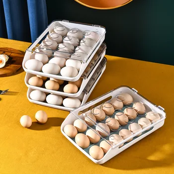 Ustvarjalni samodejni vozni jajce polje kuhinja hladilnik jajce škatla za shranjevanje gospodinjski prozoren predal jajce pladenj vroče organizator