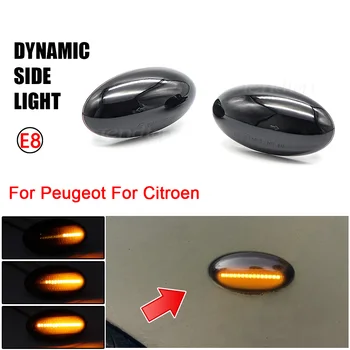 Zaporedno Utripajoče LED Vključite Signal Strani Marker Luč Za Peugeot 307 206 407 107 607 Citroen C1 C2 C3 C5 Avto dodatki