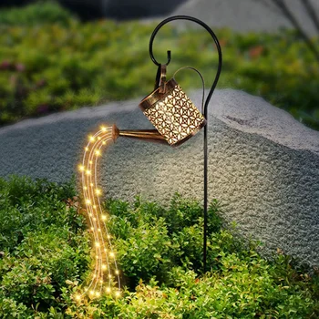Kovanega Železa Votlih Iz Lučka Kovinski Solar Powered Zalivanje Lahko Mrvicami Vila Lučka LED Vrt Nepremočljiva Svetlobe Dekoracijo