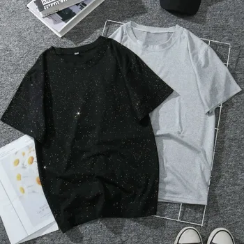 Sije Ženska Tshirts Korejski Modi RoundNeck Nekaj Kratek Rokav Vrhovi Prevelik T Shirt Nočno Nebo Design
