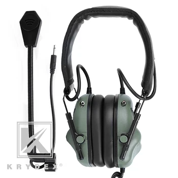 KRYDEX Taktično Snemljiv Slušalke Za Lov, Streljanje Dejavnosti na Prostem, Vojaško Sporočilo Slušalke W/ Micphone OD