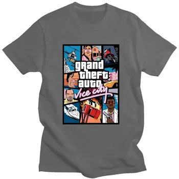 EU 14 Barvo Grand Theft Auto Vice City T Shirt GTA IGRA Tee Rokavi Moški Grafiko po Meri Kratek Rokav Premium Bombaž Posadke Vratu Tees