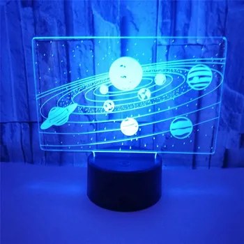 3D lučka za Optično iluzijo Dotik LED Nočna Lučka Sobi Doma Dekor Solarni Sistem Vizualne Iluzije Namizno Svetilko Kreativna darila