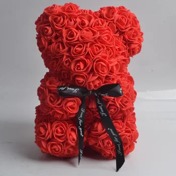 Simulacija Večni Cvet Pene Rose Medved 25 cm Punco Obletnico Christma Valentinovo, Rojstni dan darilo Za svate