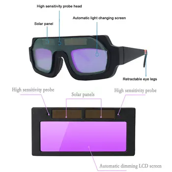 Auto Temnenje Varilne Maske Za Zaščito Oči, Očala Za Varjenje Samodejna Zatemnitev Profesionalna Očala Za Varjenje Sončne Energije