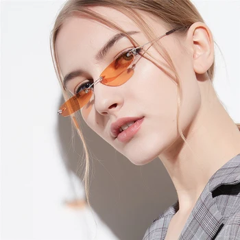 Brezplačna dostava 2021 Super majhen okvir sončna očala za ženske modni očala brez meja pregleden ocean barvne leče