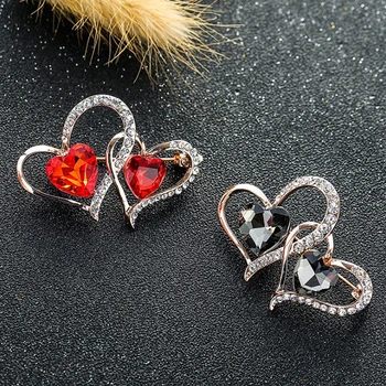 Dvojna ljubezen kristalni nakit Valentinovo darilo moda broška ženska oblačila, pribor, igle in broške nosorogovo