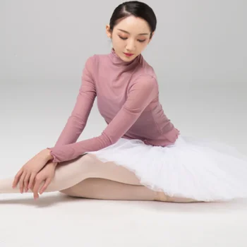 Balet Ples Kostum Stopnji Uspešnosti Modnih Oblačil Žensk, Ples, Oblačila Edinstven Design Dolg Rokav Sequined Očesa Bluzo