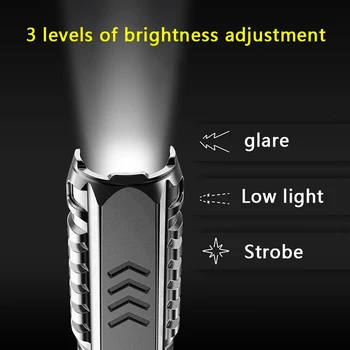 LED Svetilka USB za Polnjenje z Močjo Banka Vgrajen Nepremočljiva Kampiranje lahki Prenosni Baklo Luči Taktično Svetilko