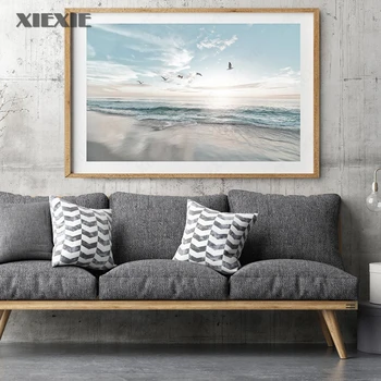 Nordijska Morje, Plaža Wall Art Platno Slikarstvo Seashell Natisne Navtičnih Obalnih Plakat Slik, Kopalnica, Dnevna Soba Dekor