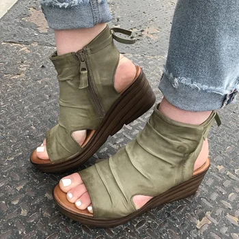 Klini Ženske Sandale Platformo Črpalke Barva Gospe Priložnostne Čevlji Debelo Dno Open Toe Zadrgo Ženske Visoke Pete Sandala