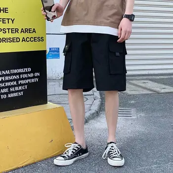 Delovna oblačila hlače za moške svoboden poletje tanke oddelek hip-hop multi-žep funkcijo Japonski plima blagovne znamke vezenje pet-točka hlače