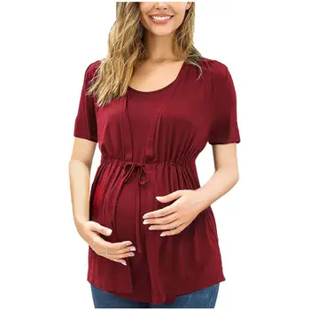 Žensk, Porodniškega Dojenje T-Shirt Oblačila za Nosečnice, Pozimi O-Vratu Long Sleeve Solid zdravstvene Nege Vrhovi Porodniškega Oblačila