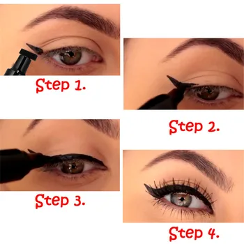 Črna Dvakrat vodil Žiga Eyeliner Preprost postopek Hitro sušenje dolgotrajno Visoko-pigmentacija, Magic Eye Liner za Začetnike