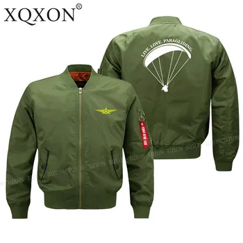 XQXON - v Živo Ljubezen Padalstvo Natisnjeni Človek Jakno Plašč Ma1 Debel, Tanek Črna Modra Zelena Vojska Vojaški Pilot Moških Bomber Jakno J620