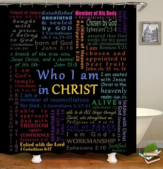 Krščansko sveto Pismo Pismo Doodle Krščanstvo Spodbujanje Vere, Boga, Tuš Zavese Nepremočljiva Tkanine iz Poliestra 180x180