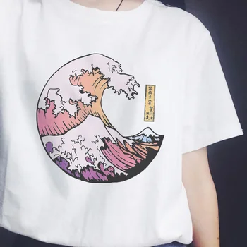 Velik Val Estetske Majica s kratkimi rokavi Ženske Tumblr 90. letih In Tako Je Ocean Moda Graphic Tee Lepe Poletne Vrhovi Športna T Majica