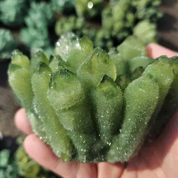1pcs Naravno zeleno duha quartz crystal grozdov zdravilnimi kristali raw gemstone primerka za dom in pisarno dekoracijo fengshui