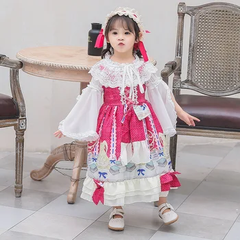Otroci španski Obleke za Otroka Dekle Boutique Oblačila Jeseni Otrok Lolita Princess Oblačenja Najstniki, Rojstni dan, Krst Žogo Obleke