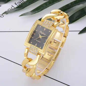 Luksuzni Ženske Gledajo Pravokotne Kristalno iz Nerjavečega Jekla gumb za Izbiranje Zlitine Zapestnica Femmes Montres Femmes Zapestnica Montre Watch Reloj
