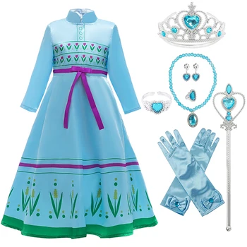 2020 Novo Ana Elsa 2 Obleko Dekleta Princesa Nastavite Božič Cosplay Elza Rojstni Modro Nebo, Princesa Obleko Za Otroke Vestidos