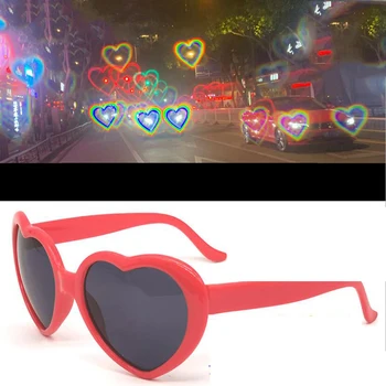 Novi obliki Srca Luči Postane Ljubezen Posebne Učinke Očala Ljubezni Očala Ponoči Neto Rdeča Očala sončna Očala Mode Ženske, Darilo