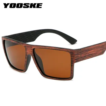 YOOSKE Retro Polarizirana sončna Očala Ženske 2021 Novo Preprosta Modna sončna Očala Moških Kvadratnih Očala Letnik Lesa Zrn Sunglass