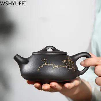 Yixing Čajnik verodostojno vijolično gline, Kamna zajemalka čajnik lepote ročno izdelan po Meri grelnik vode Kitajski Boutique Čaj nastavite 240 ml