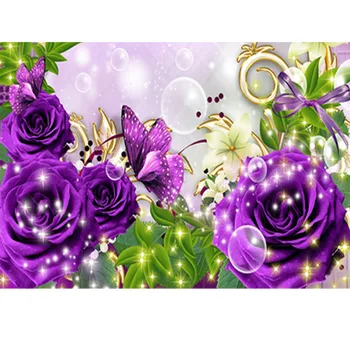 5D Diy Diamond Slikarstvo Purple rose Kit Set Celoten Krog Sveder Diamantni Vezenje Mozaik Navzkrižno Šiv Doma Dekoracijo