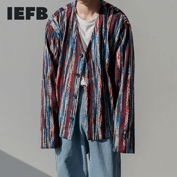 IEFB oblačila za Moške, Pletene Cardigan Pulover, Jakna Človek je korejski Moda Pomlad In Jesen V Ovratnik beloprsi Singl Dolg Rokav Vrhovi