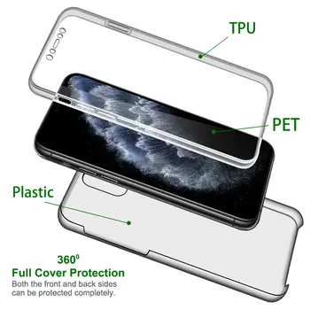 Luksuzni 360 Celotno Telo, Pokrov Prednji in Zadnji Prozoren Primeru Za iPhone 12 11 Pro Max 8 7 6 6S Plus 12 Mini Anti Padec Primeru Telefon