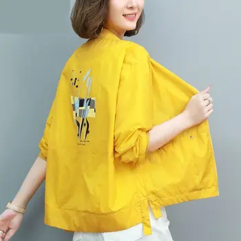 Korejski Modnih ženskih Oblačil 2021 Tiskanja Jakne Z Zadrgo Spomladansko Jakno Vse-Tekmo Poletne zaščito pred soncem Plašč Tankih Veste Femme