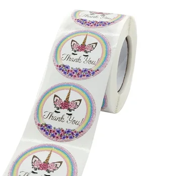 D&M, Živali, cvetje hvala nalepke darilni embalaži dekorativni tiskovine krog ročno izdelane nalepke 500 kosov/roll pečat oznaka