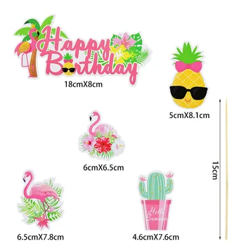 13pcs Poletje Rojstni dan Torta Toppers Cupcake Dekor Flamingo Ananas Aloha Torta Dekor Za Tropsko Havaji Party Supplies