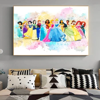 Disney Akvarel Princesses Umetnosti Disney Platno Slikarstvo Plakatov in Fotografij Stenskih slikah, za Otroke, Soba Dekoracijo Doma