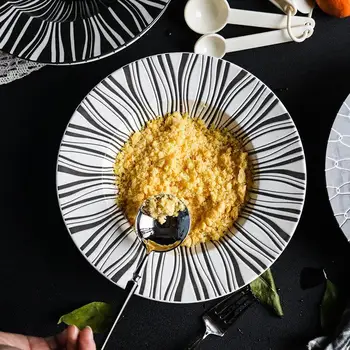 Nordijska Ustvarjalne Keramični Servis Srčkan Sladico Zrezek Plošče, Črne in Bele Testenine Špageti Ploščo zahodno-slog hrane Posode