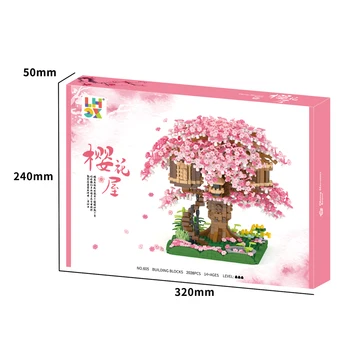 Japonski Mesto Mini Prijatelji Češnjev Cvet Hiša MOC Sakura Ustvarjalca Hiše, Bloki Inari Svetišče Opeke Model Bloki Otroci Igrače