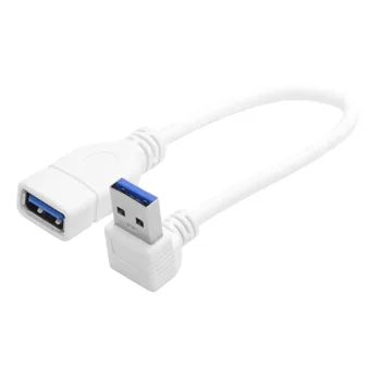 Pravim kotom 90 stopinj navzdol USB 3.0 A moški-ženski kabel podaljšek bela črna 20 cm, najboljše kakovosti